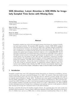 SDE-Attention: Latent Attention in SDE-RNNs for Irregularly Sampled Time Series with Missing Data