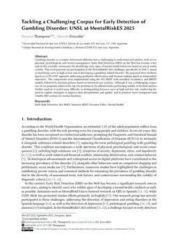 Tackling a Challenging Corpus for Early Detection of Gambling Disorder: UNSL at MentalRiskES 2025