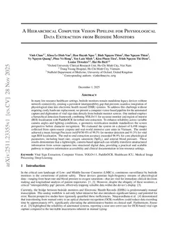 A Hierarchical Computer Vision Pipeline for Physiological Data Extraction from Bedside Monitors