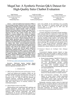 MegaChat: A Synthetic Persian Q&A Dataset for High-Quality Sales Chatbot Evaluation