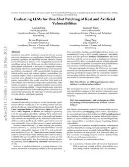 Evaluating LLMs for One-Shot Patching of Real and Artificial Vulnerabilities
