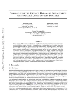Diagonalizing the Softmax: Hadamard Initialization for Tractable Cross-Entropy Dynamics