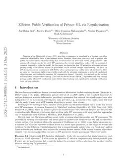 Efficient Public Verification of Private ML via Regularization