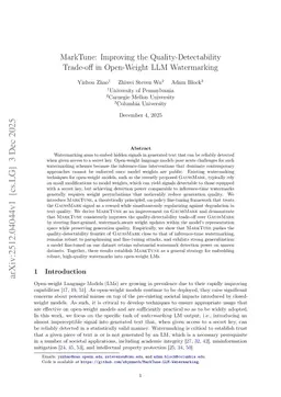 MarkTune: Improving the Quality-Detectability Trade-off in Open-Weight LLM Watermarking