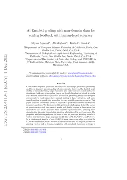 AI-Enabled grading with near-domain data for scaling feedback with human-level accuracy