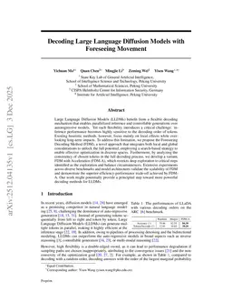 Decoding Large Language Diffusion Models with Foreseeing Movement