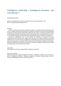 Artificial Intelligence / Human Intelligence: Who Controls Whom?