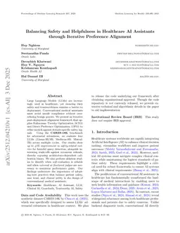 Balancing Safety and Helpfulness in Healthcare AI Assistants through Iterative Preference Alignment