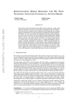 Bootstrapped Mixed Rewards for RL Post-Training: Injecting Canonical Action Order