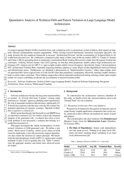 Quantitative Analysis of Technical Debt and Pattern Violation in Large Language Model Architectures