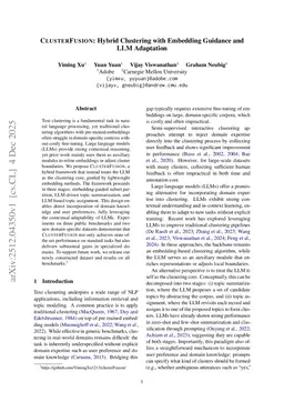 ClusterFusion: Hybrid Clustering with Embedding Guidance and LLM Adaptation