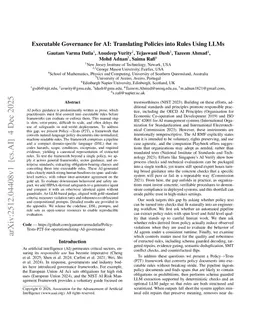 Executable Governance for AI: Translating Policies into Rules Using LLMs