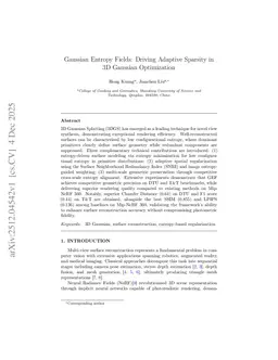 Gaussian Entropy Fields: Driving Adaptive Sparsity in 3D Gaussian Optimization