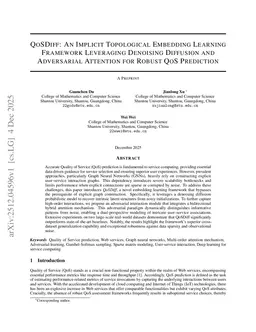 QoSDiff: An Implicit Topological Embedding Learning Framework Leveraging Denoising Diffusion and Adversarial Attention for Robust QoS Prediction