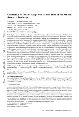 Generative AI for Self-Adaptive Systems: State of the Art and Research Roadmap