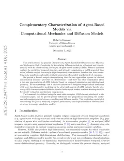 Complementary Characterization of Agent-Based Models via Computational Mechanics and Diffusion Models