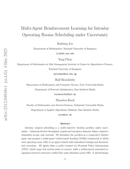 Multi-Agent Reinforcement Learning for Intraday Operating Rooms Scheduling under Uncertainty
