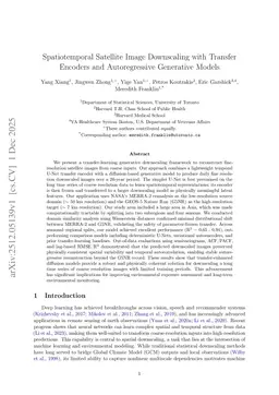 Spatiotemporal Satellite Image Downscaling with Transfer Encoders and Autoregressive Generative Models
