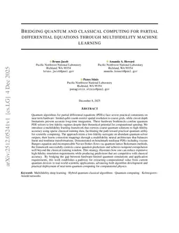 Bridging quantum and classical computing for partial differential equations through multifidelity machine learning