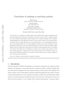 Correlation of Rankings in Matching Markets