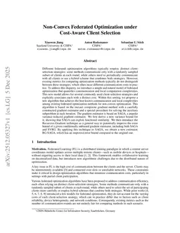 Non-Convex Federated Optimization under Cost-Aware Client Selection