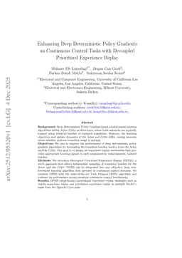 Enhancing Deep Deterministic Policy Gradients on Continuous Control Tasks with Decoupled Prioritized Experience Replay