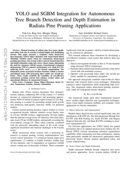 YOLO and SGBM Integration for Autonomous Tree Branch Detection and Depth Estimation in Radiata Pine Pruning Applications