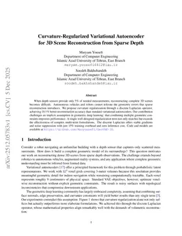 Curvature-Regularized Variational Autoencoder for 3D Scene Reconstruction from Sparse Depth