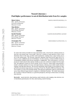 Neural Coherence : Find higher performance to out-of-distribution tasks from few samples