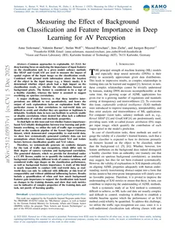 Measuring the Effect of Background on Classification and Feature Importance in Deep Learning for AV Perception