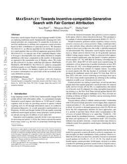 MaxShapley: Towards Incentive-compatible Generative Search with Fair Context Attribution