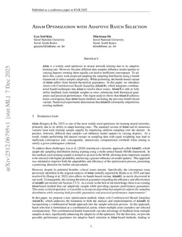 ADAM Optimization with Adaptive Batch Selection