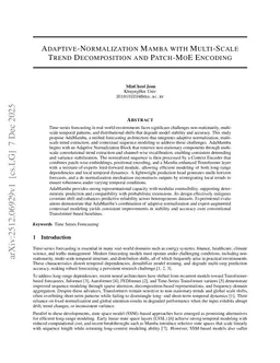 Adaptive Normalization Mamba with Multi Scale Trend Decomposition and Patch MoE Encoding