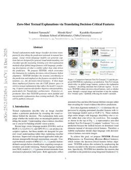 Zero-Shot Textual Explanations via Translating Decision-Critical Features