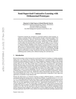Semi-Supervised Contrastive Learning with Orthonormal Prototypes