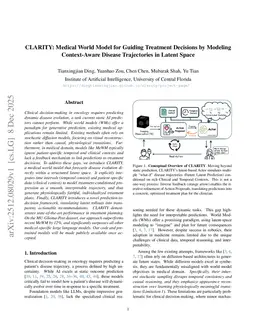 CLARITY: Medical World Model for Guiding Treatment Decisions by Modeling Context-Aware Disease Trajectories in Latent Space