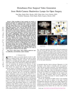 Disturbance-Free Surgical Video Generation from Multi-Camera Shadowless Lamps for Open Surgery