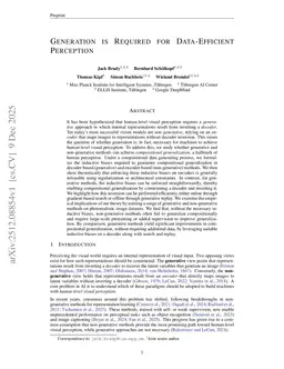 Generation is Required for Data-Efficient Perception