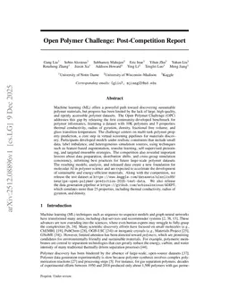 Open Polymer Challenge: Post-Competition Report