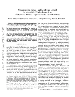 Characterizing Human Feedback-Based Control in Naturalistic Driving Interactions via Gaussian Process Regression with Linear Feedback
