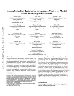 MentraSuite: Post-Training Large Language Models for Mental Health Reasoning and Assessment