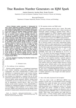 True Random Number Generators on IQM Spark