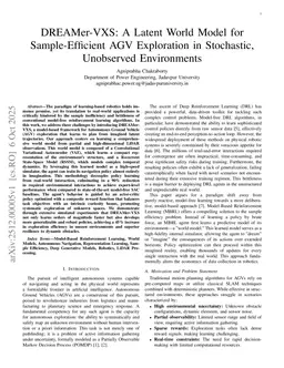 DREAMer-VXS: A Latent World Model for Sample-Efficient AGV Exploration in Stochastic, Unobserved Environments