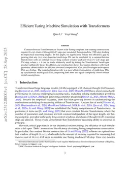 Efficient Turing Machine Simulation with Transformers