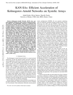 KAN-SAs: Efficient Acceleration of Kolmogorov-Arnold Networks on Systolic Arrays