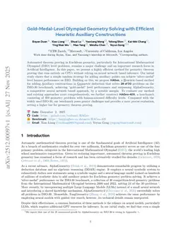 Gold-Medal-Level Olympiad Geometry Solving with Efficient Heuristic Auxiliary Constructions