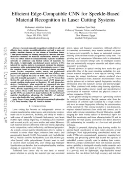 Efficient Edge-Compatible CNN for Speckle-Based Material Recognition in Laser Cutting Systems