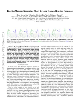 ReactionMamba: Generating Short &Long Human Reaction Sequences