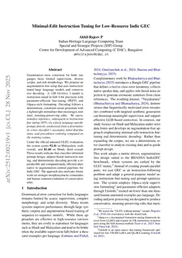 Minimal-Edit Instruction Tuning for Low-Resource Indic GEC