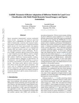UniDiff: Parameter-Efficient Adaptation of Diffusion Models for Land Cover Classification with Multi-Modal Remotely Sensed Imagery and Sparse Annotations